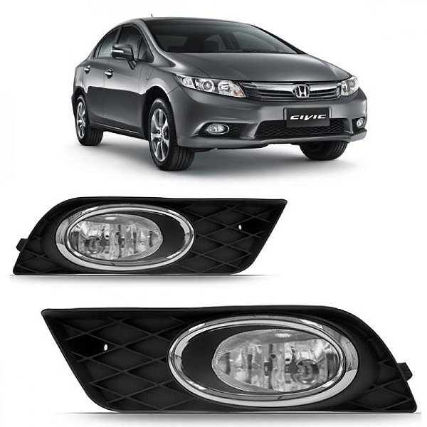 Farol auxiliar civic honda de 2012 a 2014 lado direito com grade e aro cromado