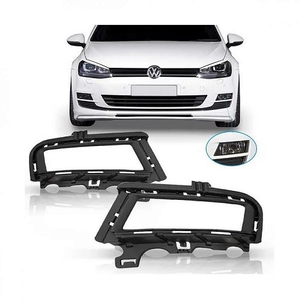 Suporte do farol auxiliar golf volkswagen de 2014 a 2017 lado direito preto com friso versões TSI comfortline e highline