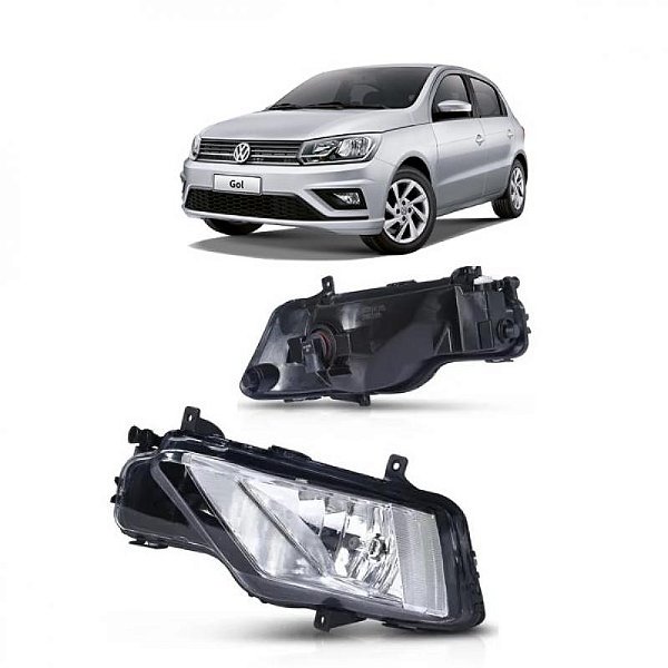Farol auxiliar gol geração 8 volkswagen de 2018 a 2023 e saveiro geração 7 volkswagen de 2017 a 2023 lado esquerdo todo cromado