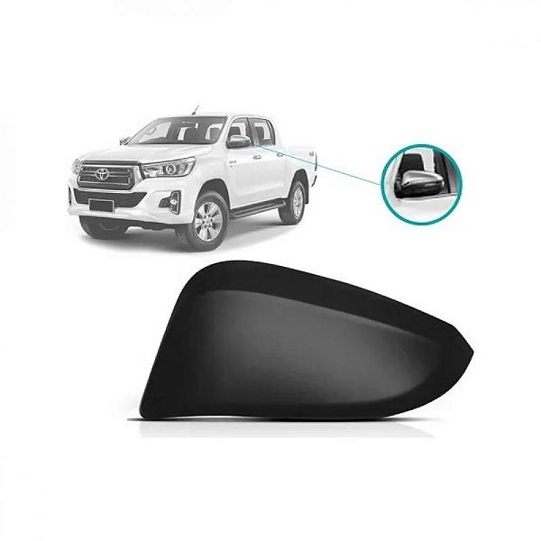 Capa de retrovisor externo hilux picape e sw4 toyota de 2016 a 2025 lado esquerdo preto sem pisca texturizado