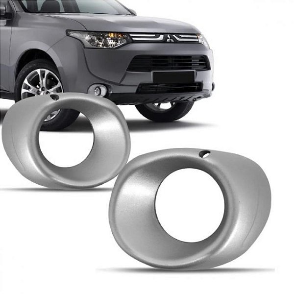 Moldura do farol auxiliar outlander mitsubishi de 2014 a 2015 lado direito prata