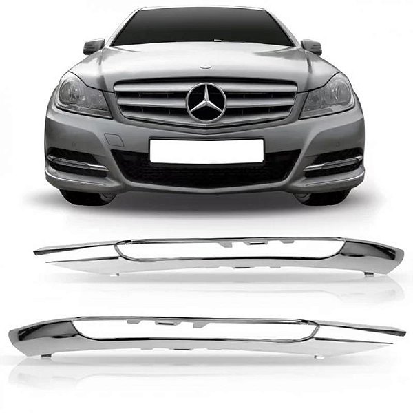 Moldura inferior para choque da grade do farol auxiliar c180 mercedes benz de 2012 a 2014 lado direito cromado