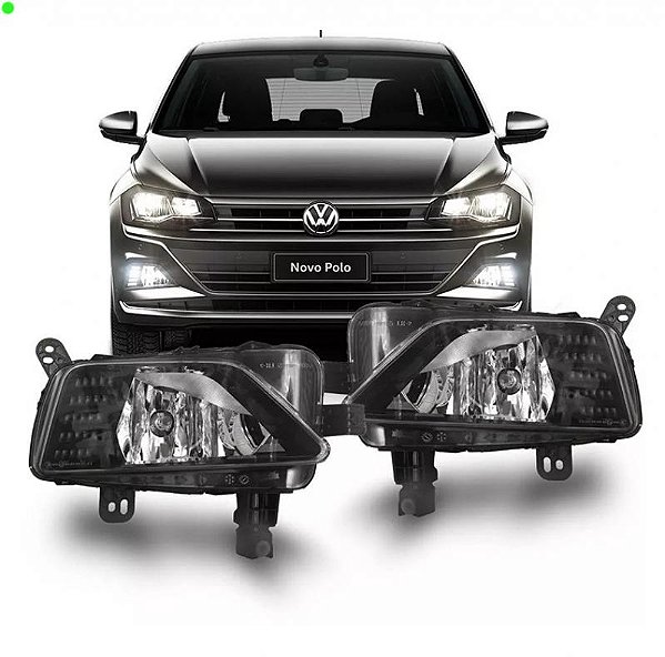Farol auxiliar polo e virtus volkswagen de 2018 a 2022 lado direito preto sem LED