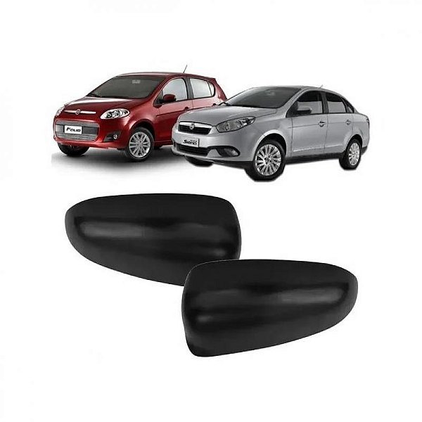 Capa do retrovisor externo palio fiat de 2012 a 2020 e mobi fiat de 2016 em diante e grand siena fiat lado direito preto lisa