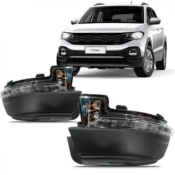 Capa de retrovisor externo t cross volkswagen de 2019 a 2024 lado esquerdo inferior com pisca com furo para luz de cortesia