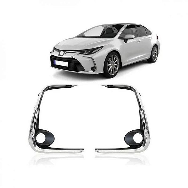 Moldura de farol auxiliar corolla toyota de 2020 a 2025 cromada par