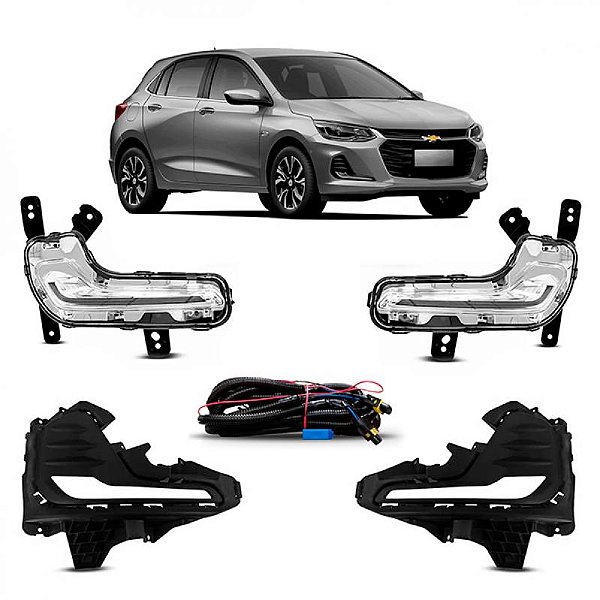 Kit farol auxiliar onix chevrolet de 2020 a 2025 LED com luz diurna sem botão e sem relé