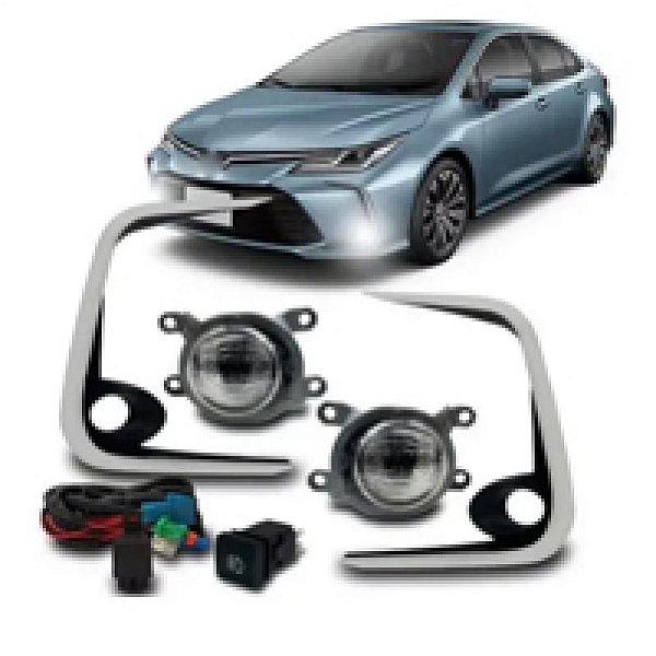 Kit de farol auxiliar corolla toyota de 2020 a 2025 com friso cromado LED