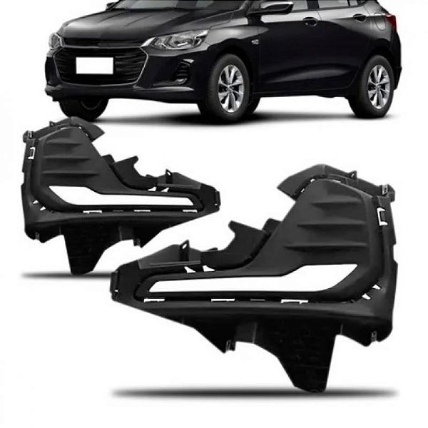 Moldura inferior do para choque para farol auxiliar onix chevrolet de 2020 a 2025 lado direito com furo para luz diurna DRL