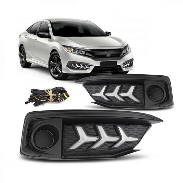 Kit de farol auxiliar civic honda de 2020 a 2021 LED com luz diurna