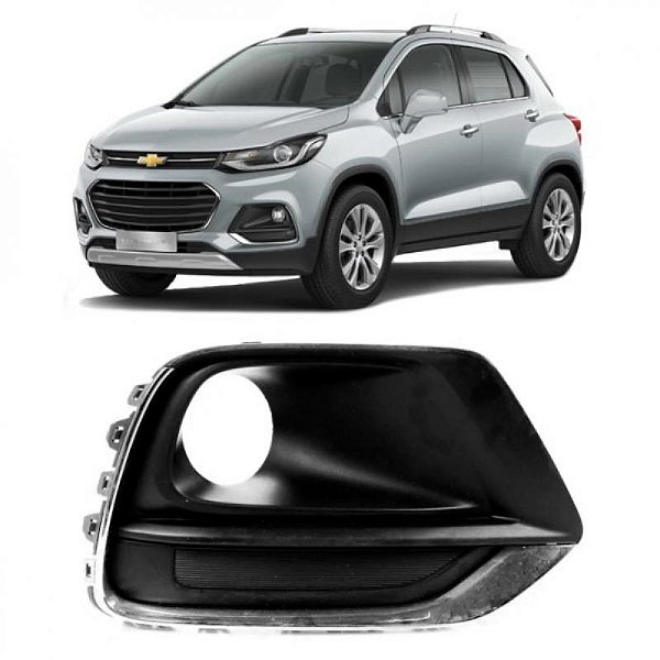 Moldura inferior para choque tracker chevrolet de 2017 a 2019 lado esquerdo com furo para farol auxiliar e sem furo para luz diurna