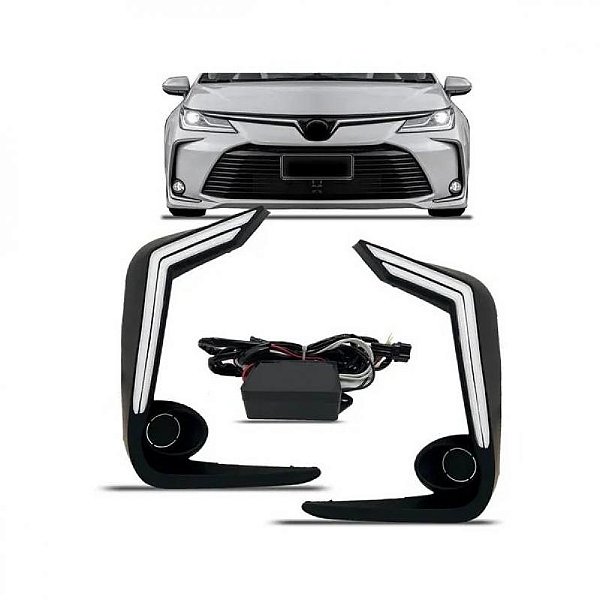 Kit luz diurna DRL corolla toyota de 2020 a 2025 sem farol auxiliar