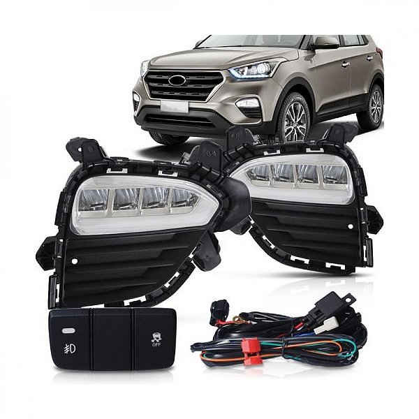 Kit de farol auxiliar creta hyundai de 2017 a 2019 com LED
