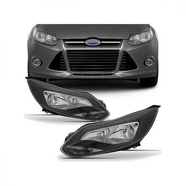 Farol focus ford de 2014 a 2015 lado direito preto elétrico com motor