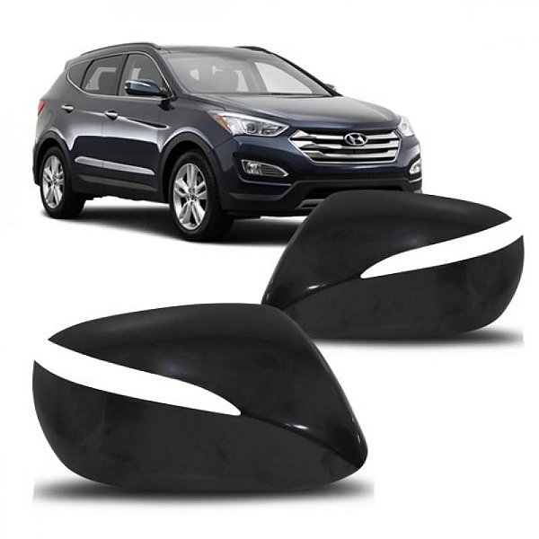 Capa de retrovisor santa fe hyundai de 2014 a 2019 lado esquerdo preta