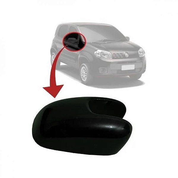 Capa de retrovisor uno fiat de 2015 a 2021 lado esquerdo preta sem furo para pisca