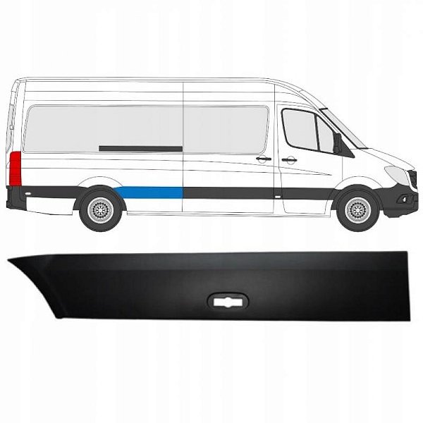 Friso lateral sprinter mercedes benz de 2012 a 2019 dianteiro e traseiro lado direito longo