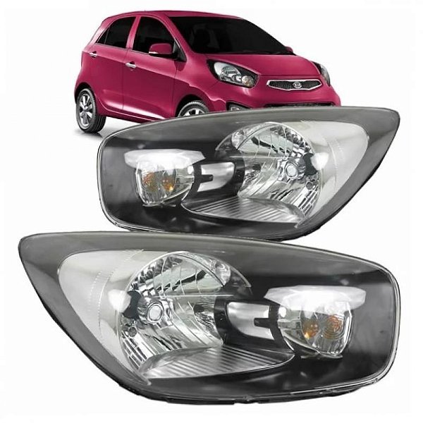 Farol picanto kia de 2012 a 2017 lado direito elétrico com motor sem projetor