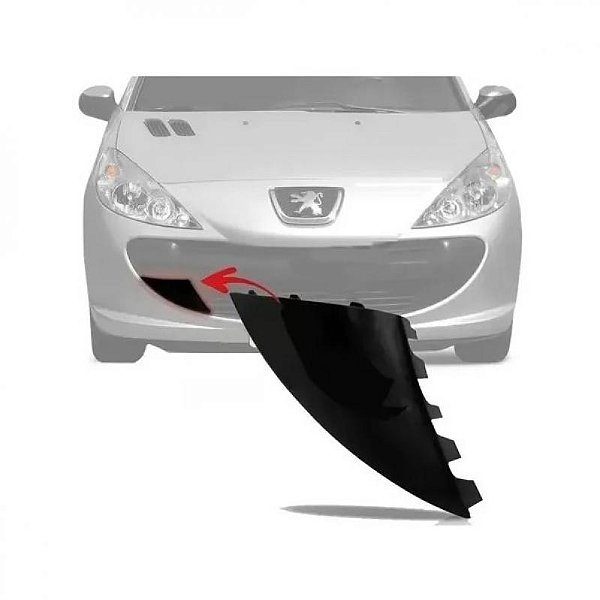 Tampa de reboque do para choque 207 peugeot de 2009 a 2015 dianteiro preta