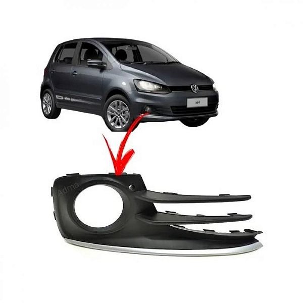Grade para choque fox volkswagen de 2015 a 2022 dianteira lado esquerdo cinza com furo e com friso cromado