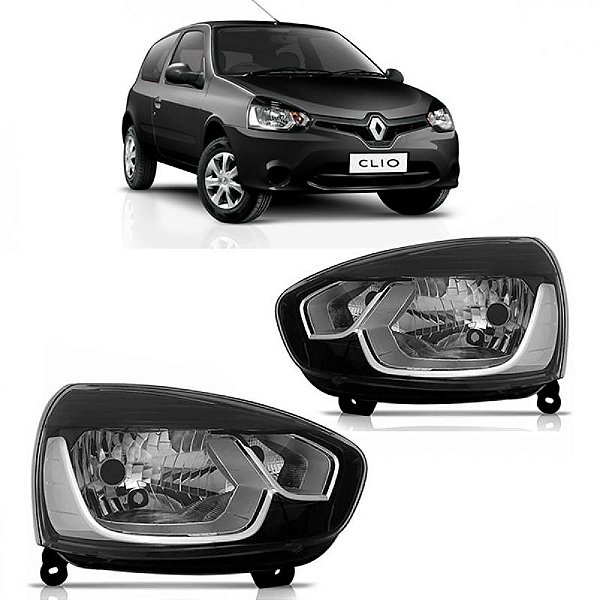 Farol clio renault de 2012 a 2016 lado direito máscara negra manual