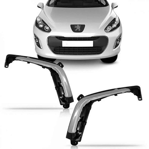Grade do para choque 308 peugeot de 2011 a 2015 dianteiro lado esquerdo preta com friso cinza