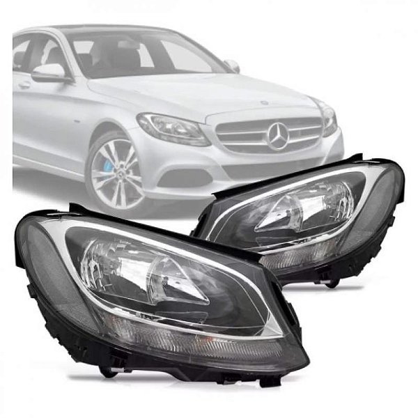 Farol c200 e c180 mercedes benz de 2015 a 2018 lado direito elétrico com LED com motor sem projetor