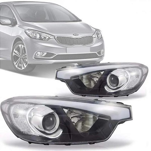 Farol cerato kia de 2014 a 2016 lado esquerdo manual e elétrico sem LED com friso banco