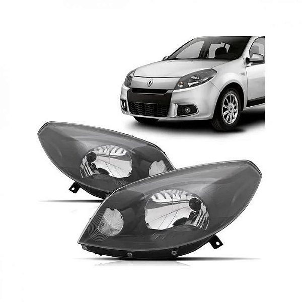 Farol sandero renault de 2012 a 2014 lado direito máscara cinza manual versão vibe