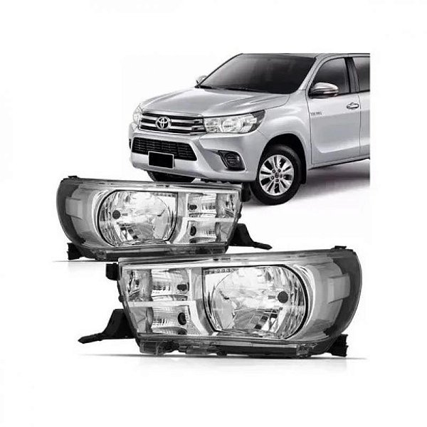 Farol hilux toyota de 2016 a 2020 lado esquerdo cromado e preto manual H4 para picape