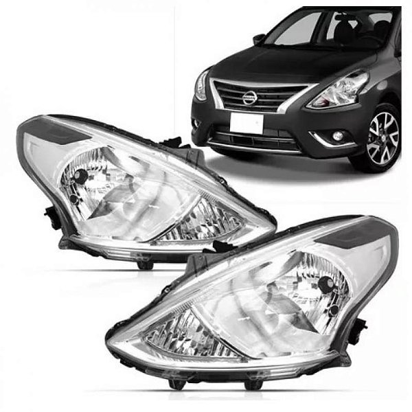 Farol versa nissan de 2015 a 2021 lado direito cromado manual