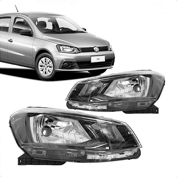 Farol gol voyage e saveiro volkswagen de 2016 a 2018 lado esquerdo com friso preto foco simples geração sete