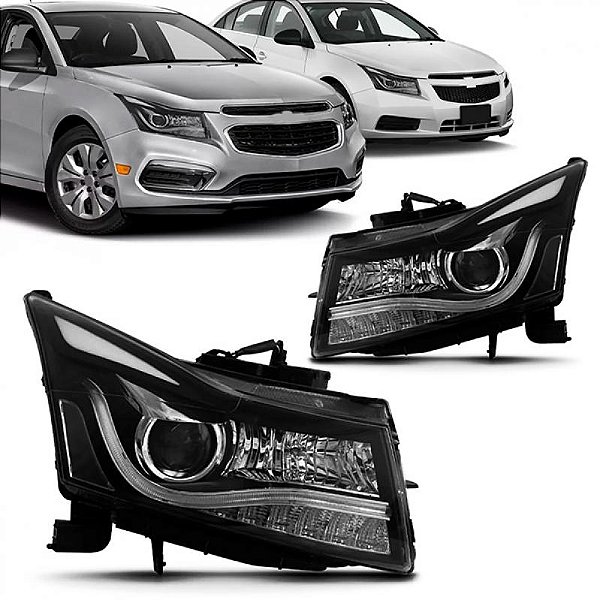 Farol cruze chevrolet de 2011 a 2016 com LED de luz diurna par
