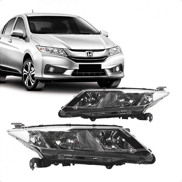 Farol city honda de 2014 a 2017 lado direito máscara negra manual