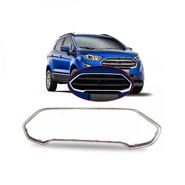 Moldura inferior para choque da grade do radiador ecosport ford de 2018 a 2021 cromado