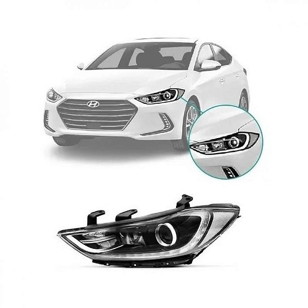 Farol elantra hyundai de 2017 a 2018 lado esquerdo elétrico com motor com projetor com LED