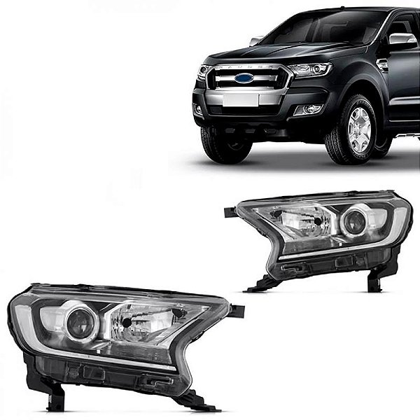 Farol ranger ford de 2016 a 2023 lado esquerdo máscara negra elétrico com motor com projetor