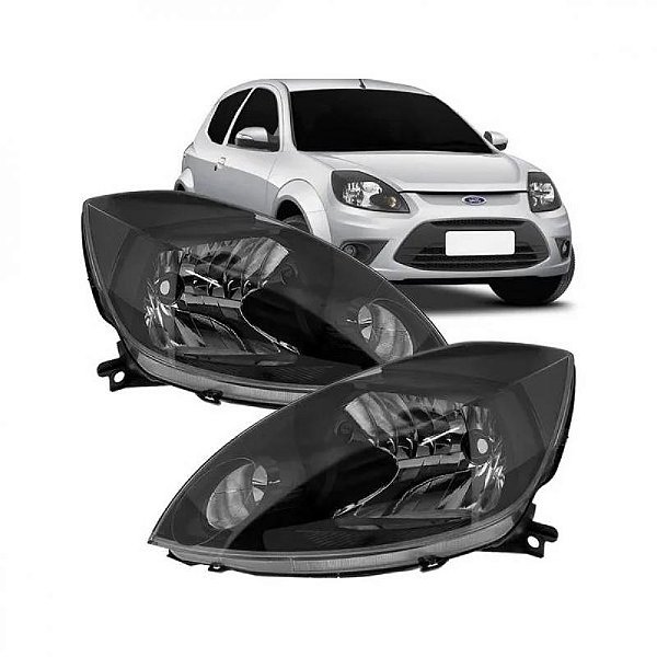 Farol ka ford de 2008 a 2014 lado esquerdo preto manual