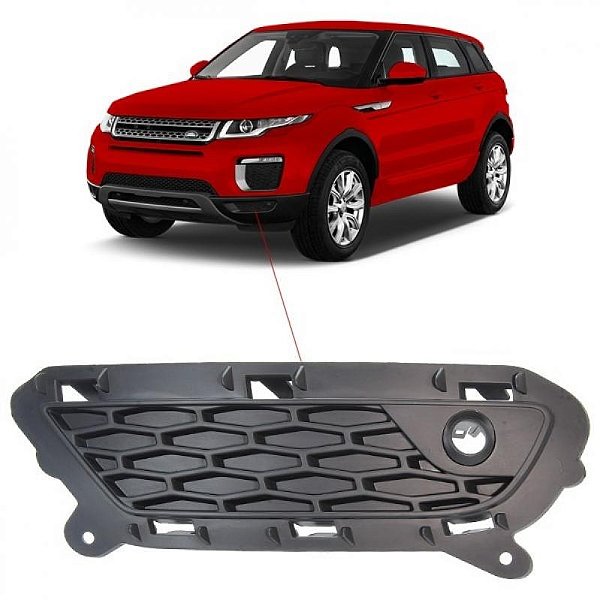 Grade para choque evoque land rover de 2016 a 2018 dianteira inferior lado esquerdo versão se com furo para sensor