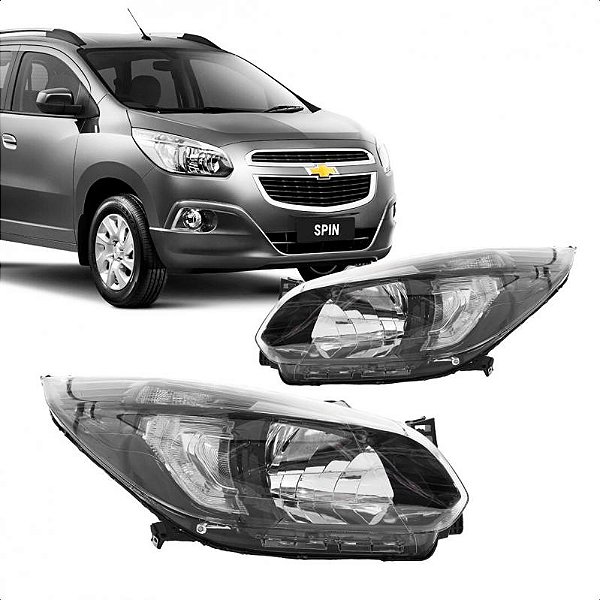 Farol spin chevrolet de 2012 a 2018 lado esquerdo com máscara negra manual