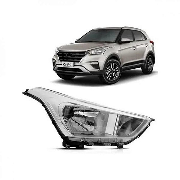 Farol creta hyundai de 2017 a 2021 lado direito cromado manual