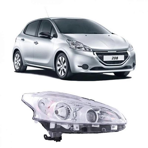 Farol 208 peugeot de 2012 a 2016 lado esquerdo elétrico com LED e luz diurna