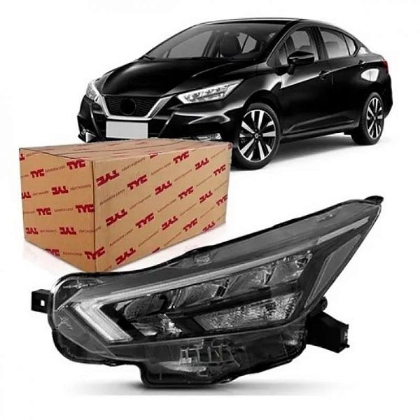 Farol versa nissan de 2021 a 2023 lado direito manual com LED