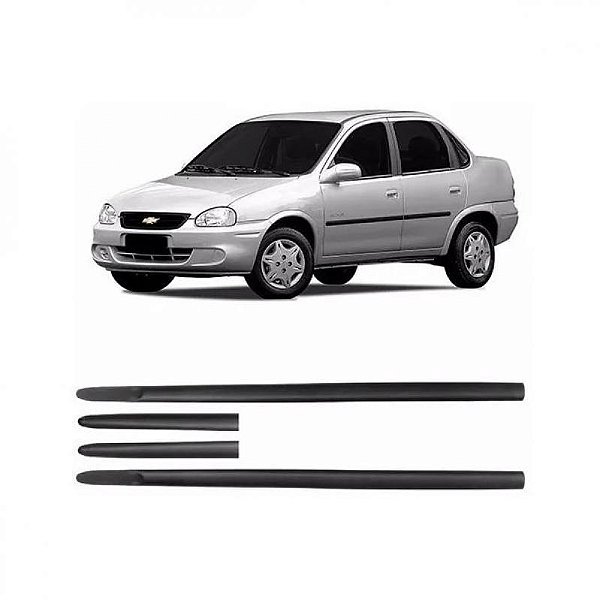 Friso lateral corsa chevrolet de 2000 a 2002 preto largo quatro portas quatro peças