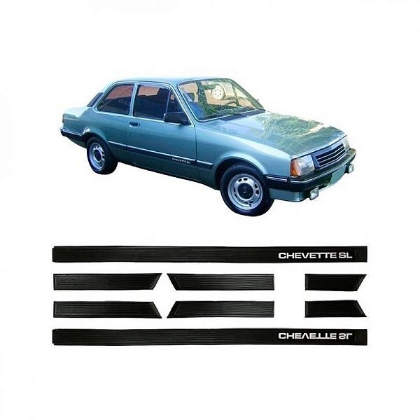Friso lateral chevette chevrolet de 1983 a 1986 versão sl oito peças