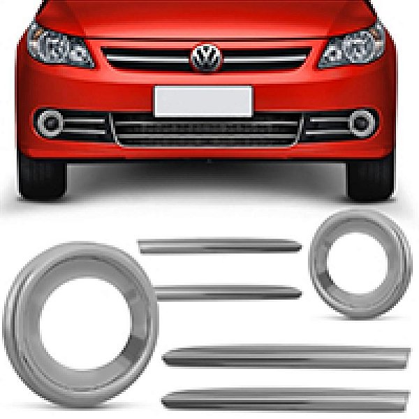 Aro de suporte de farol auxiliar gol volkswagen de 2009 a 2012 cromado copo e friso geração cinco