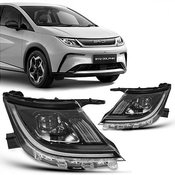 Farol dolphin byd de 2023 a 2025 lado esquerdo totalmente LED com reator e oito pinos