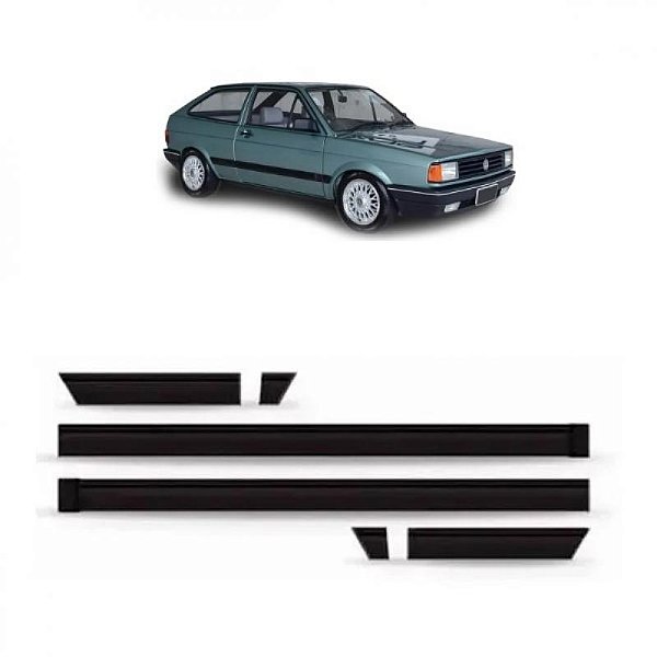Friso gol volkswagen de 1987 a 1990 lateral preto perfil alto seis peças