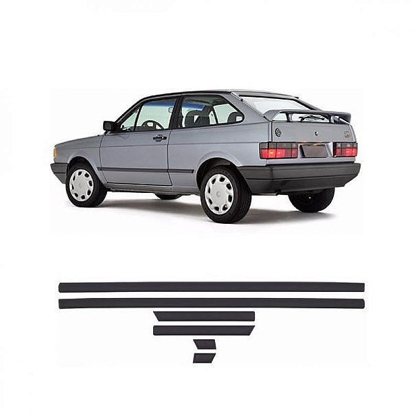 Friso gol volkswagen de 1991 a 1996 lateral cinza e preto bojudo estreito seis peças