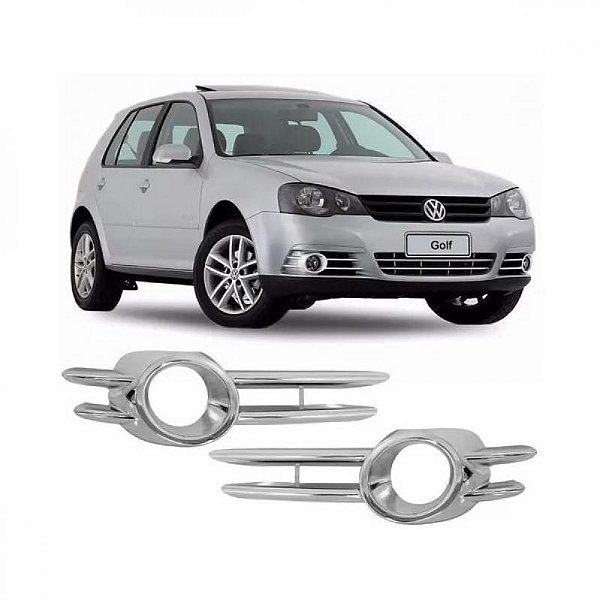 Moldura inferior para choque de farol auxiliar golf volkswagen de 2007 a 2012 cromado par
